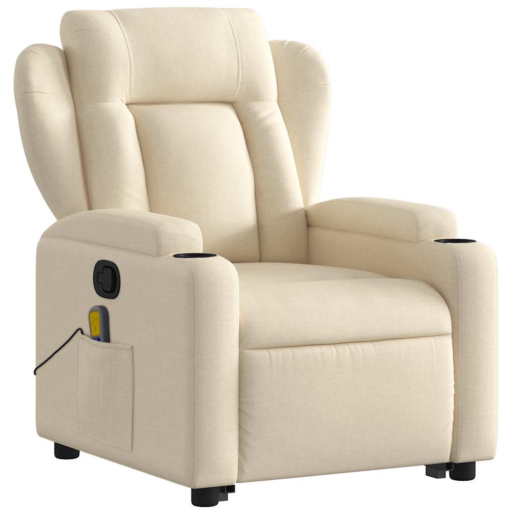 Stand up Massage Recliner Chair Cream Fabric