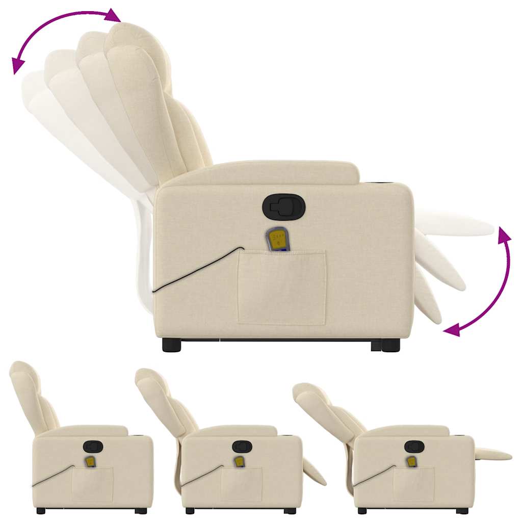 Stand up Massage Recliner Chair Cream Fabric