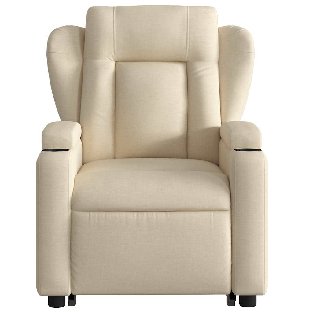 Stand up Massage Recliner Chair Cream Fabric