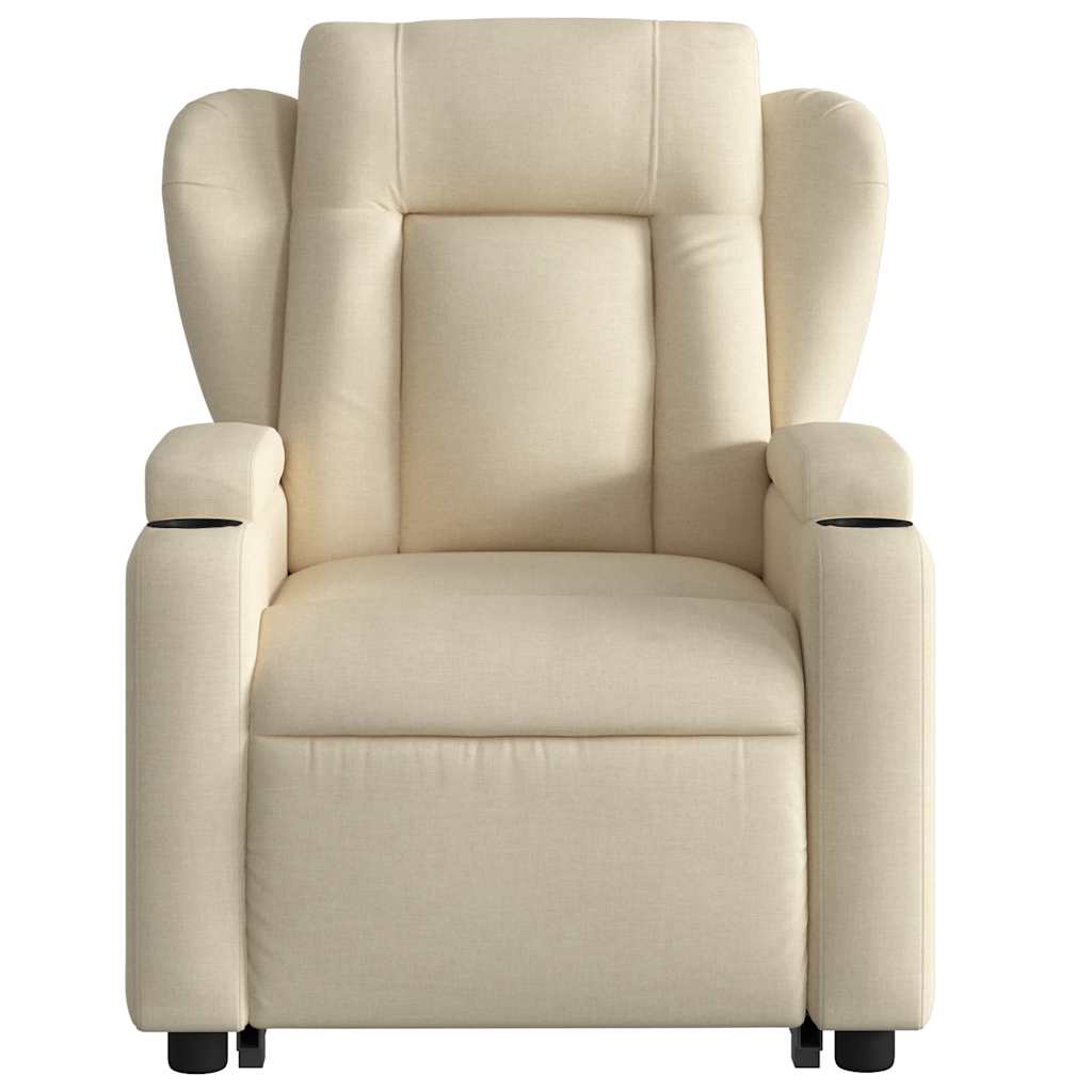 Electric Stand up Massage Recliner Chair Cream Fabric