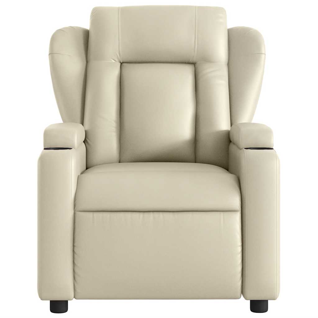 Electric Massage Recliner Chair Cream Faux Leather
