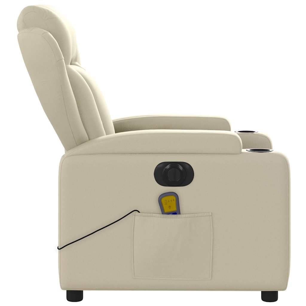 Electric Massage Recliner Chair Cream Faux Leather