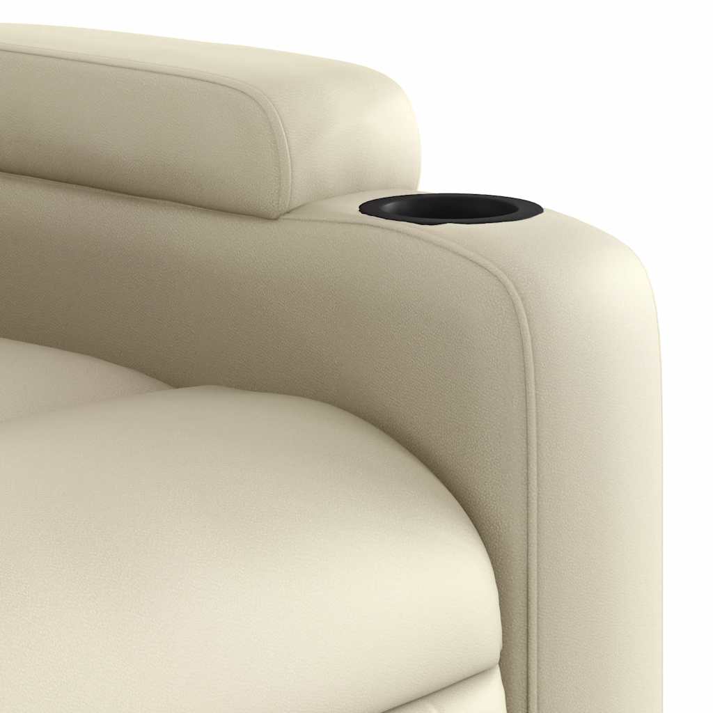 Electric Massage Recliner Chair Cream Faux Leather