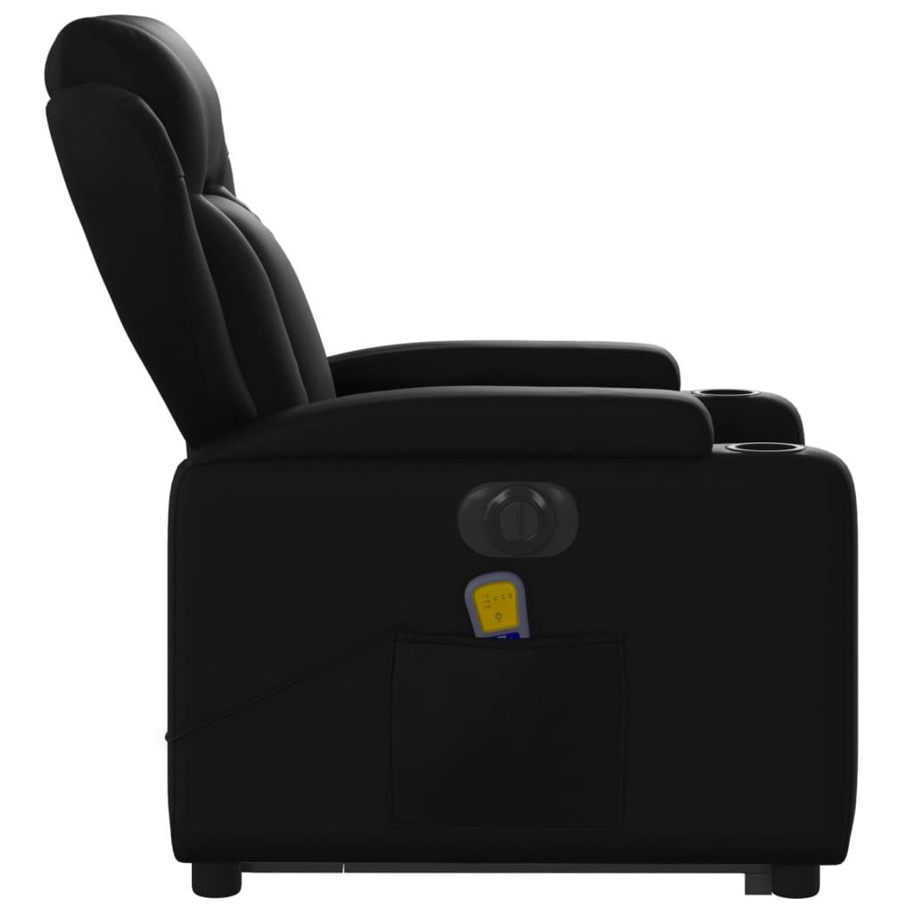 Electric Stand up Massage Recliner Chair Black Faux Leather