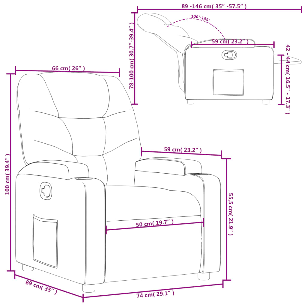 Recliner Chair Dark Grey Fabric