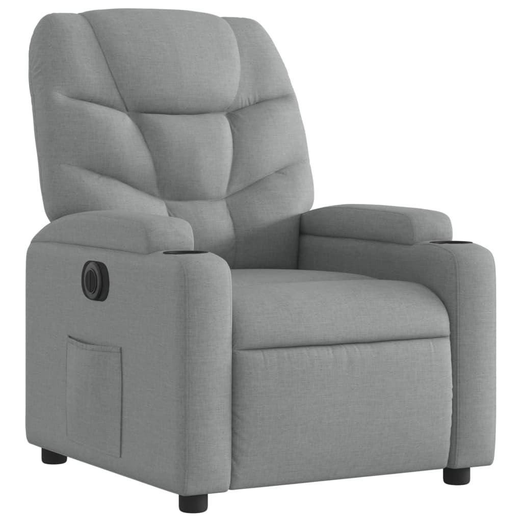 Electric Recliner Chair Light Grey Fabric