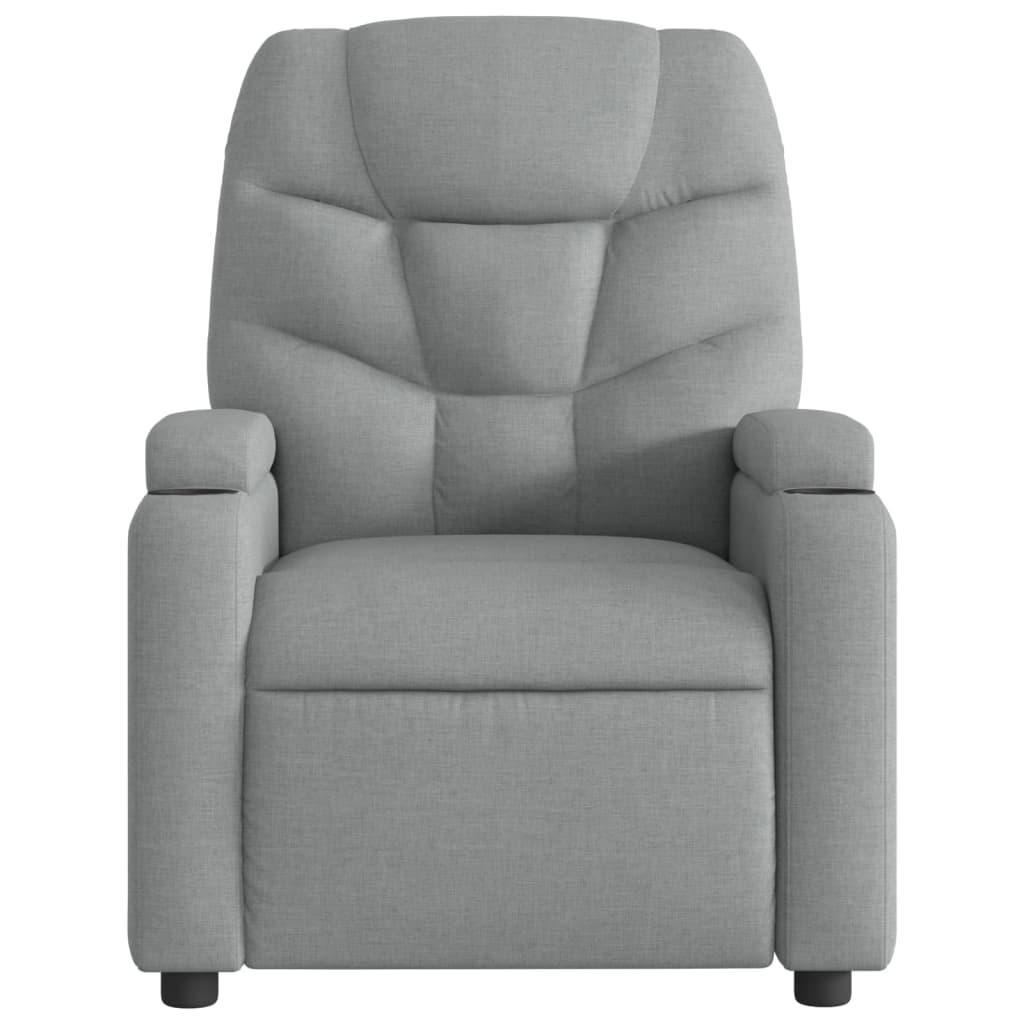 Electric Recliner Chair Light Grey Fabric