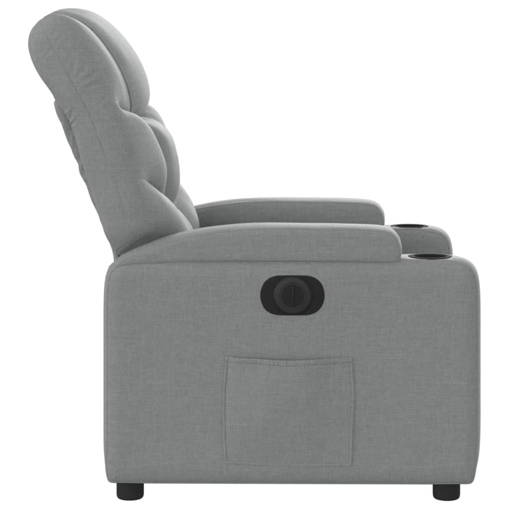 Electric Recliner Chair Light Grey Fabric