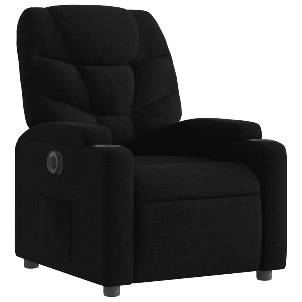 Electric Recliner Chair Black Fabric