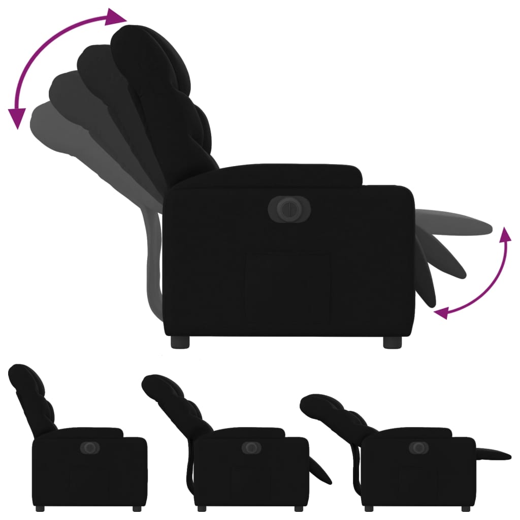 Electric Recliner Chair Black Fabric