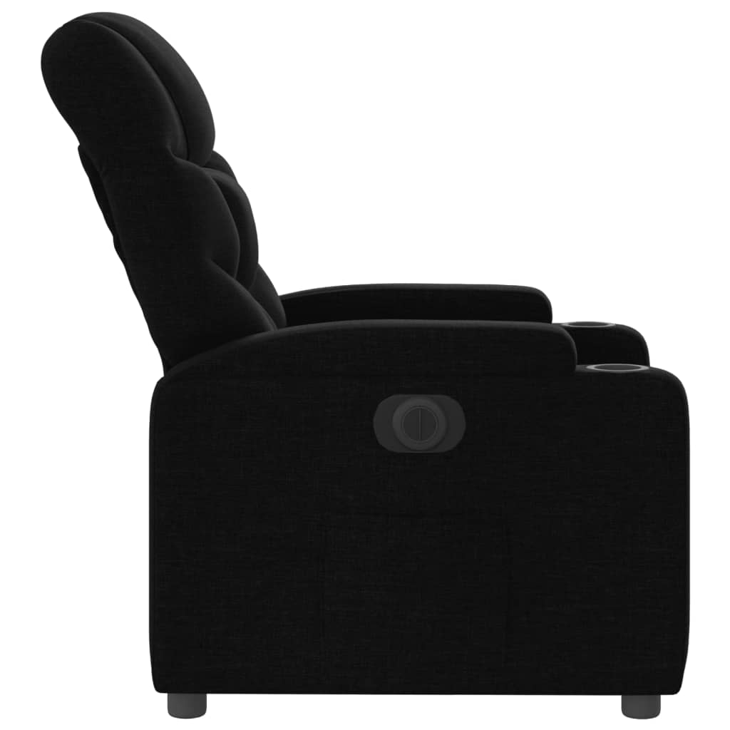 Electric Recliner Chair Black Fabric
