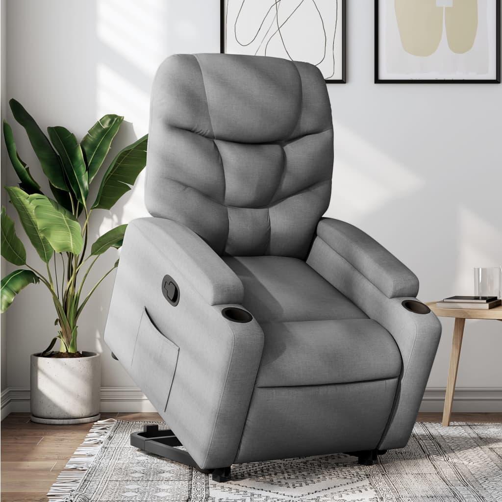 Stand up Recliner Chair Light Grey Fabric