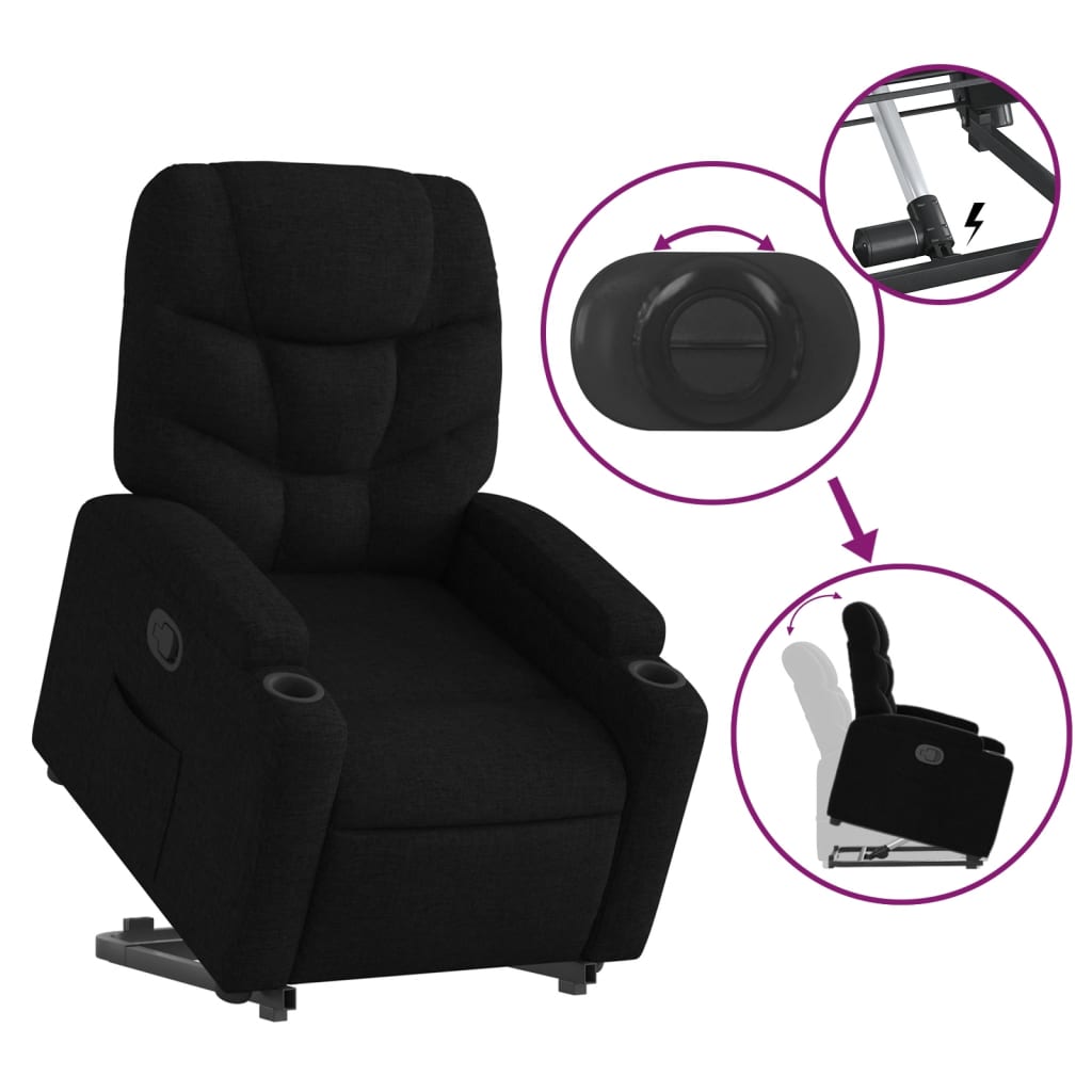 Stand up Recliner Chair Black Fabric