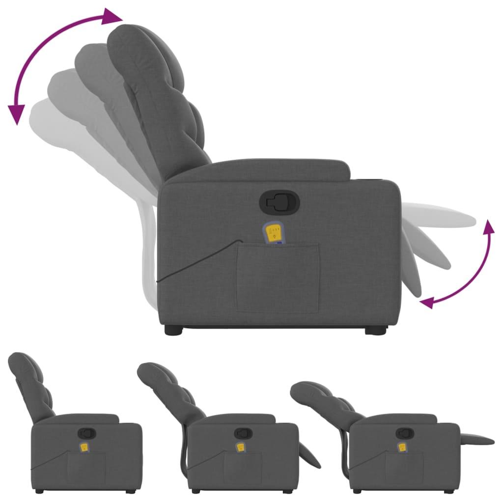 Stand up Massage Recliner Chair Dark Grey Fabric