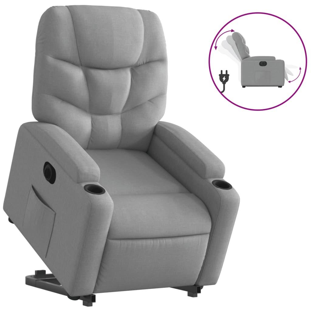 Electric Stand up Recliner Chair Light Grey Fabric