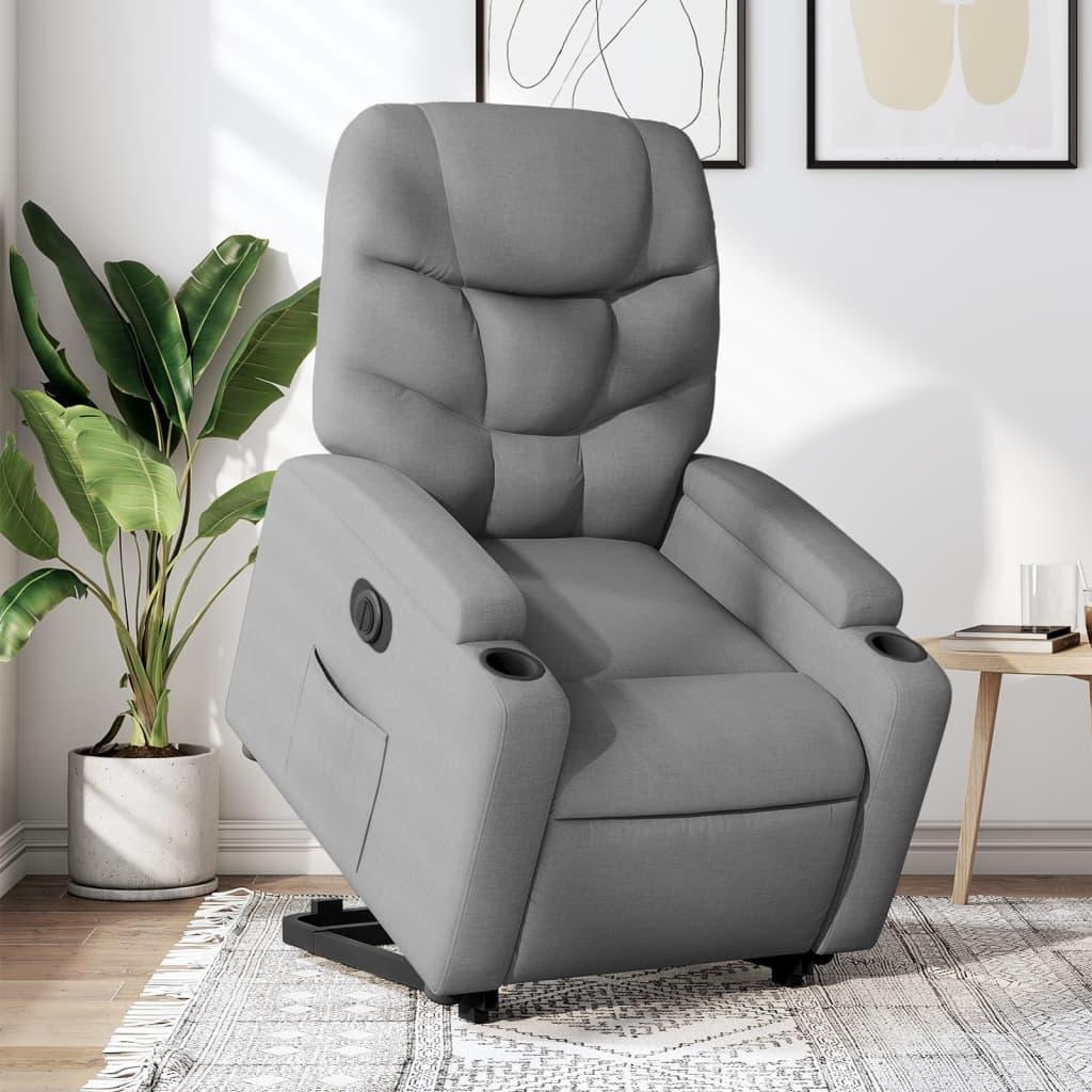 Electric Stand up Recliner Chair Light Grey Fabric