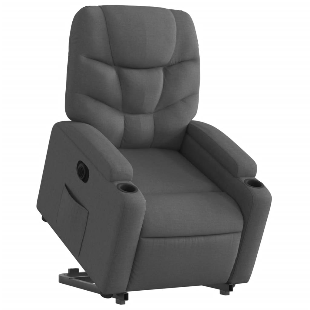 Electric Stand up Recliner Chair Dark Grey Fabric