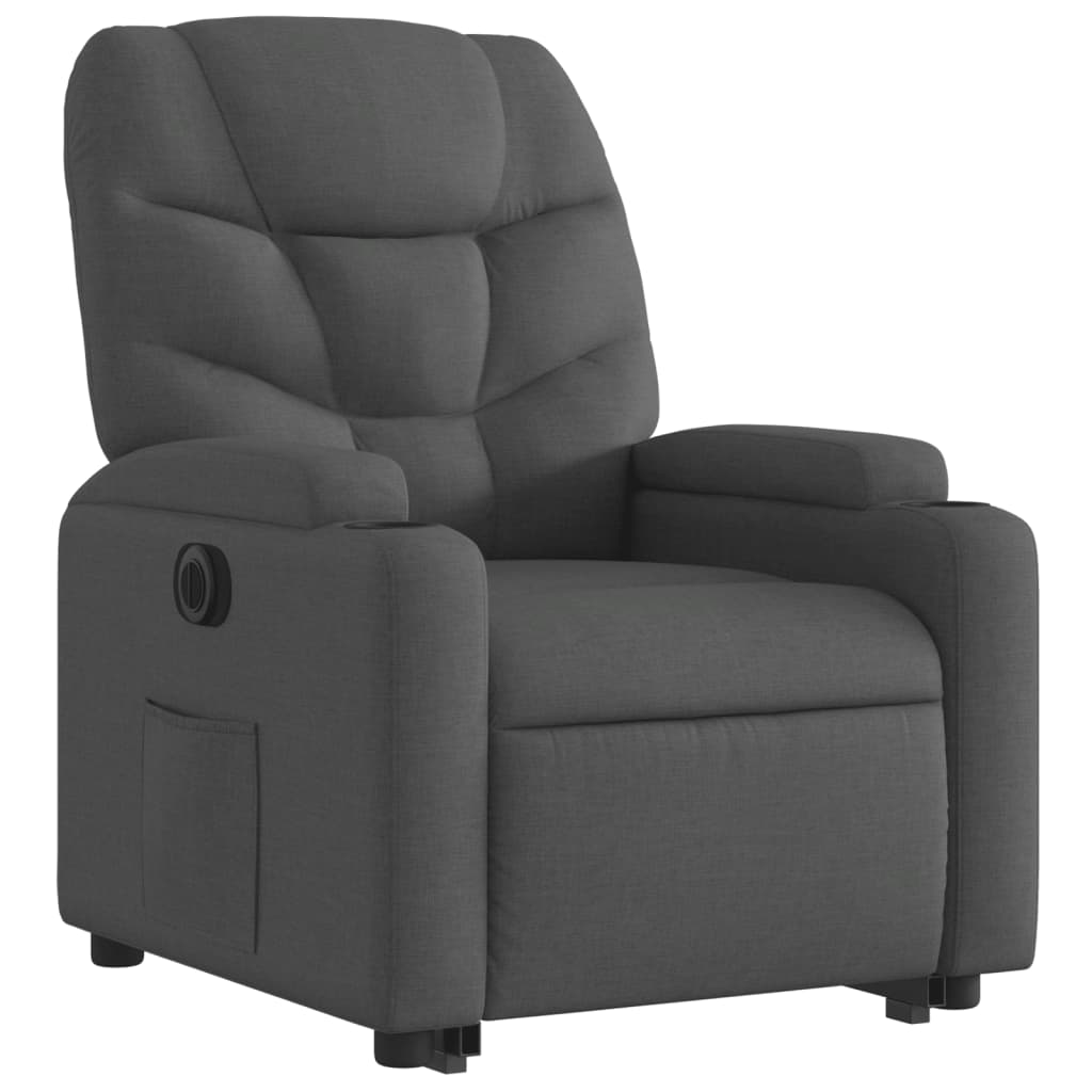 Electric Stand up Recliner Chair Dark Grey Fabric