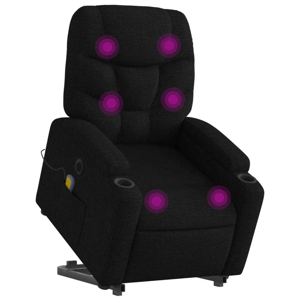 Electric Stand up Massage Recliner Chair Black Fabric