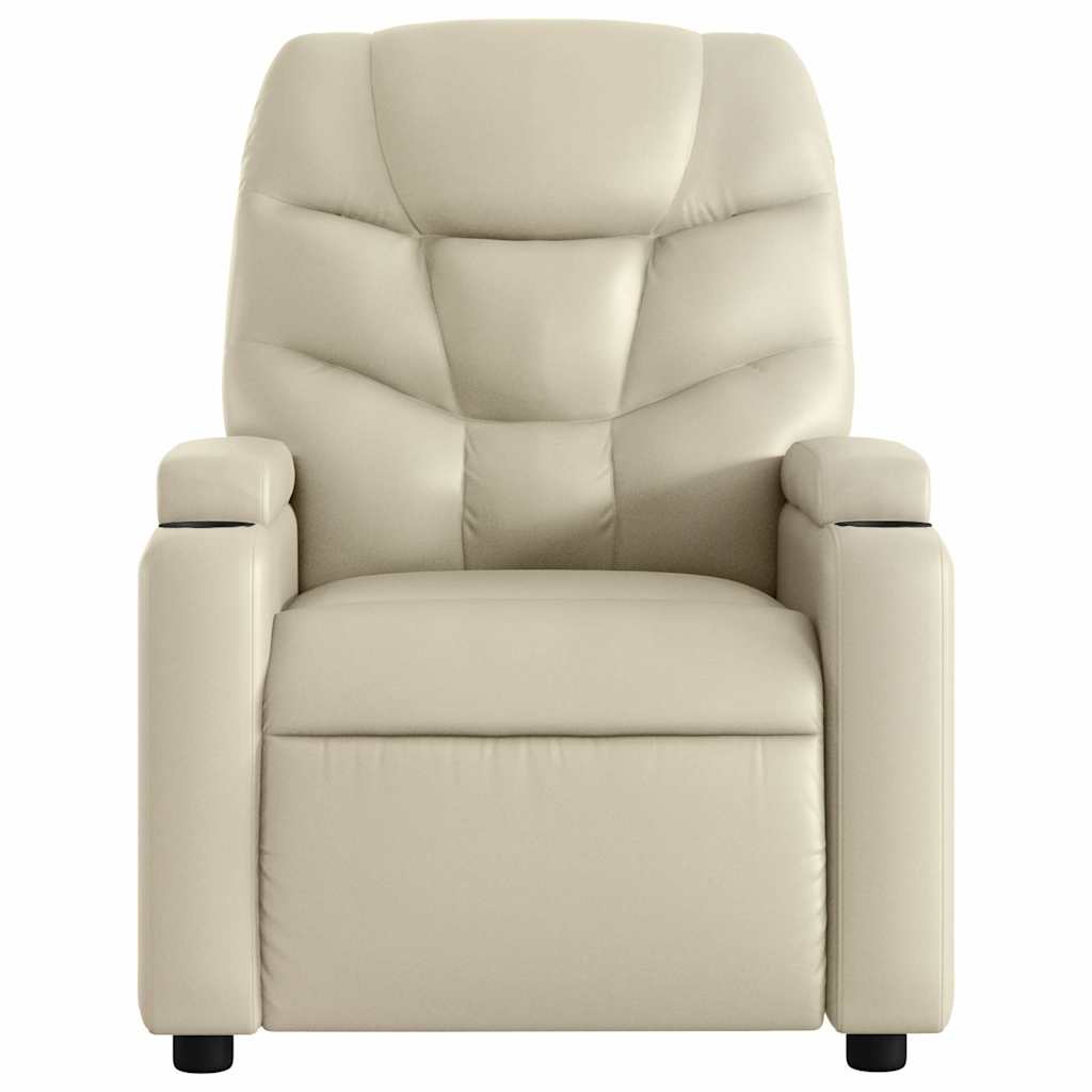 Electric Massage Recliner Chair Cream Faux Leather