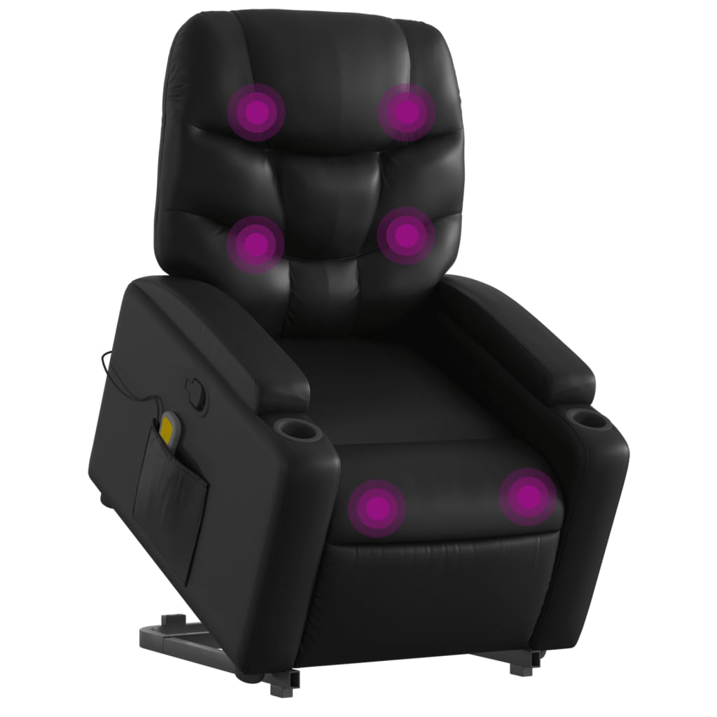 Stand up Massage Recliner Chair Black Faux Leather