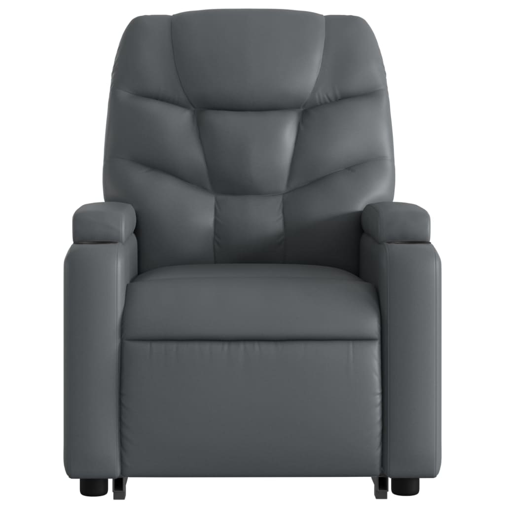 Stand up Massage Recliner Chair Grey Faux Leather