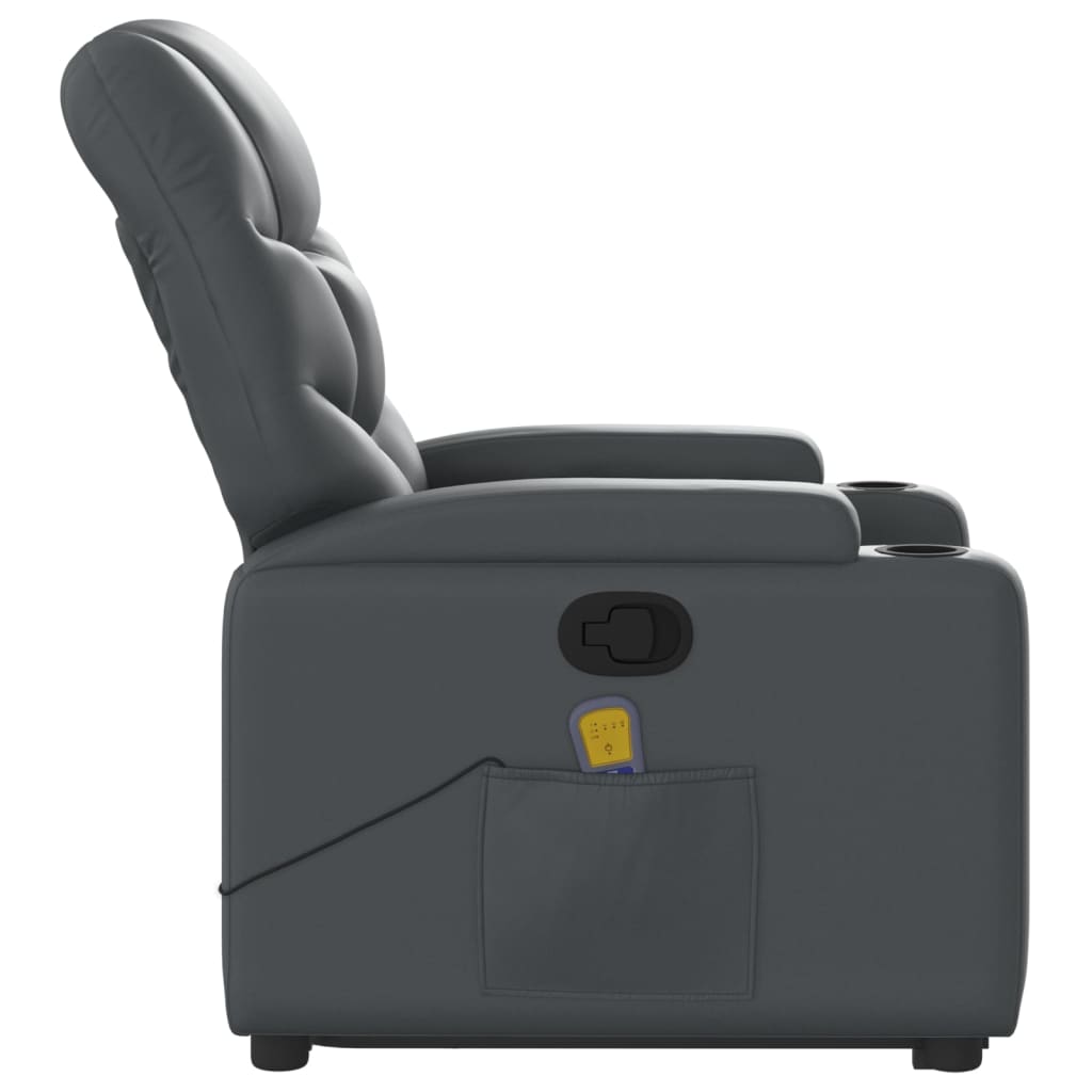 Stand up Massage Recliner Chair Grey Faux Leather