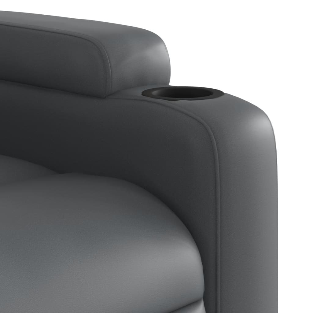 Stand up Massage Recliner Chair Grey Faux Leather