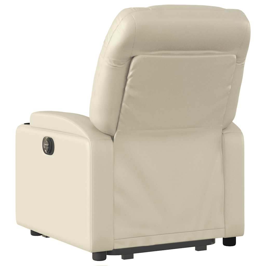Electric Stand up Massage Recliner Chair Cream Faux Leather