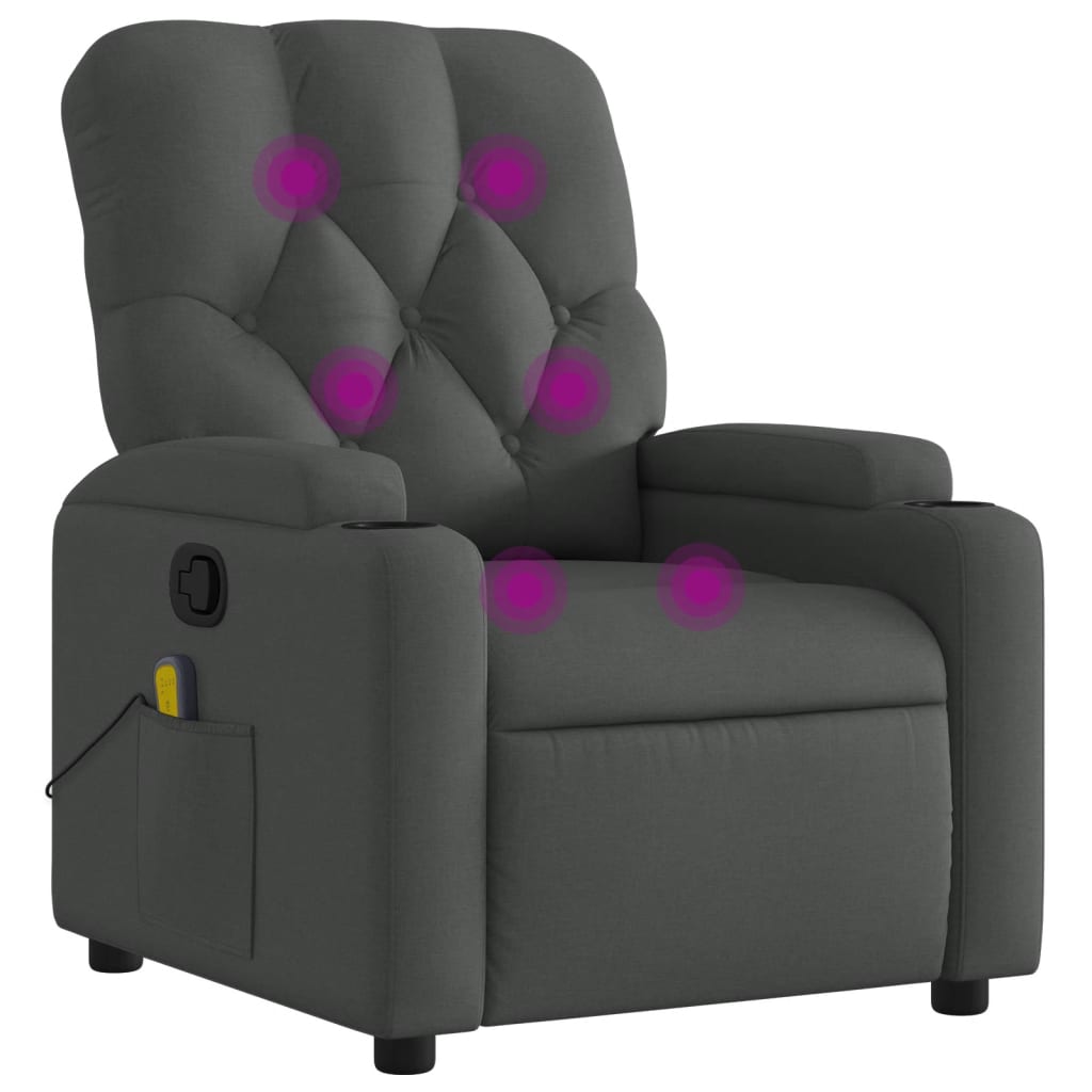 Massage Recliner Chair Dark Grey Fabric