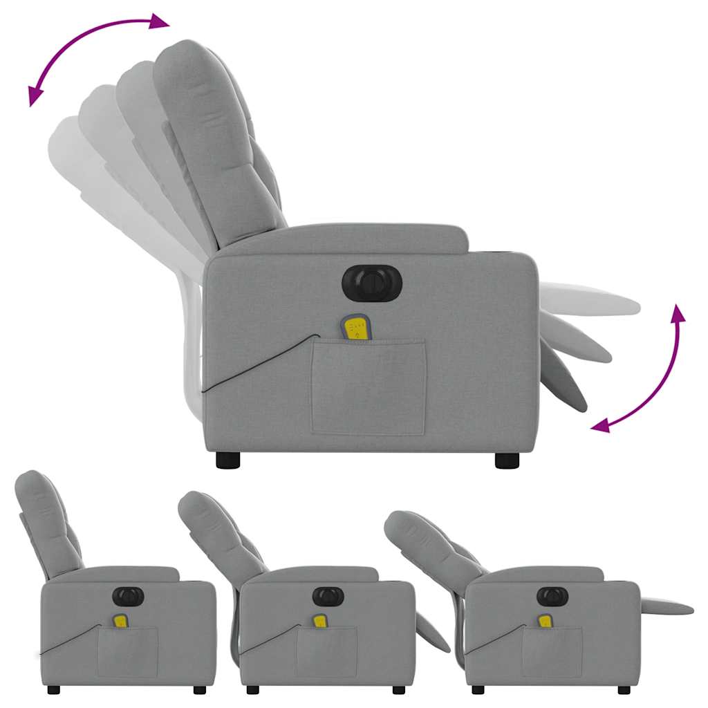 Electric Massage Recliner Chair Light Grey Fabric