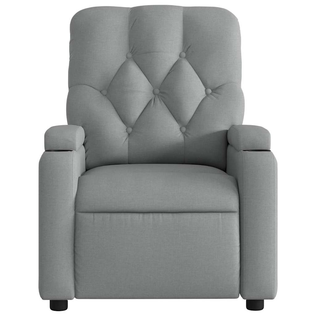 Electric Massage Recliner Chair Light Grey Fabric