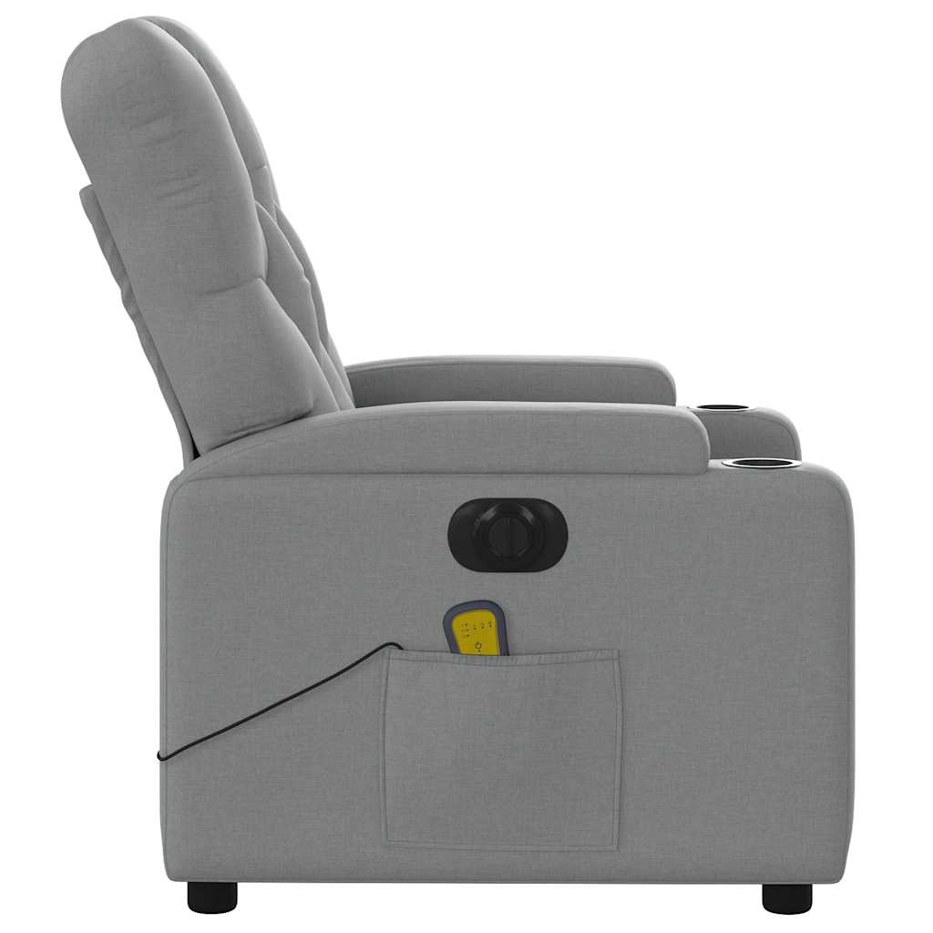 Electric Massage Recliner Chair Light Grey Fabric