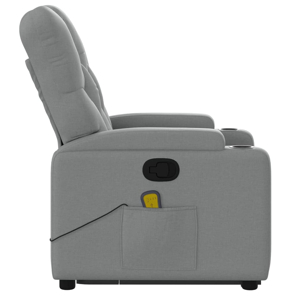 Stand up Massage Recliner Chair Light Grey Fabric