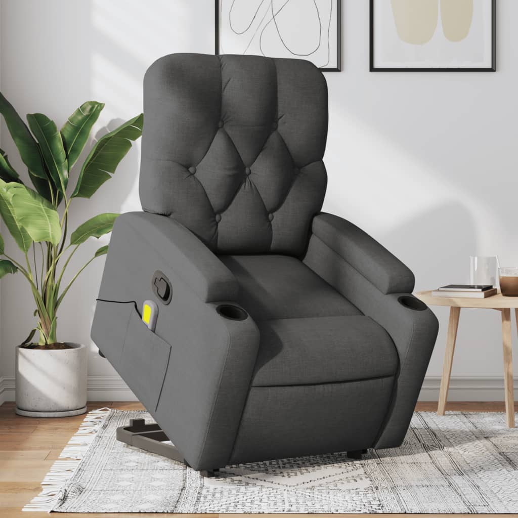 Stand up Massage Recliner Chair Dark Grey Fabric