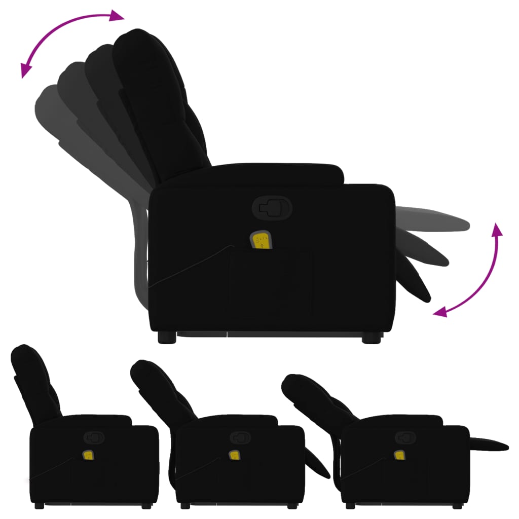 Stand up Massage Recliner Chair Black Fabric