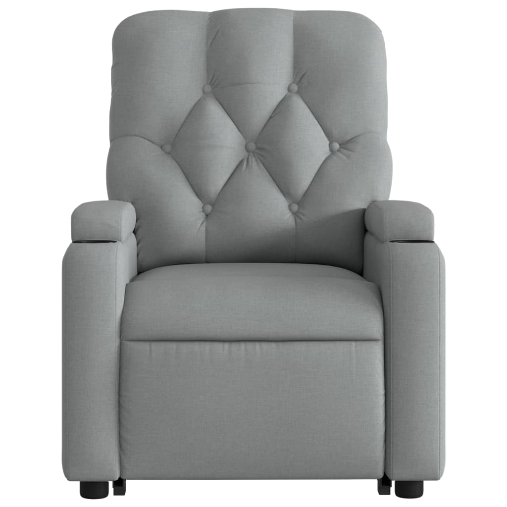 Electric Stand up Massage Recliner Chair Light Grey Fabric