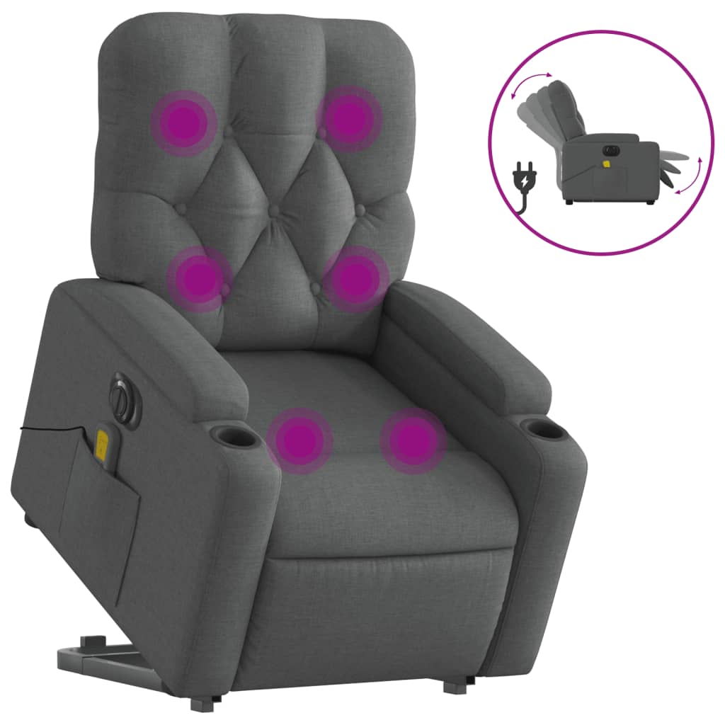 Electric Stand up Massage Recliner Chair Dark Grey Fabric