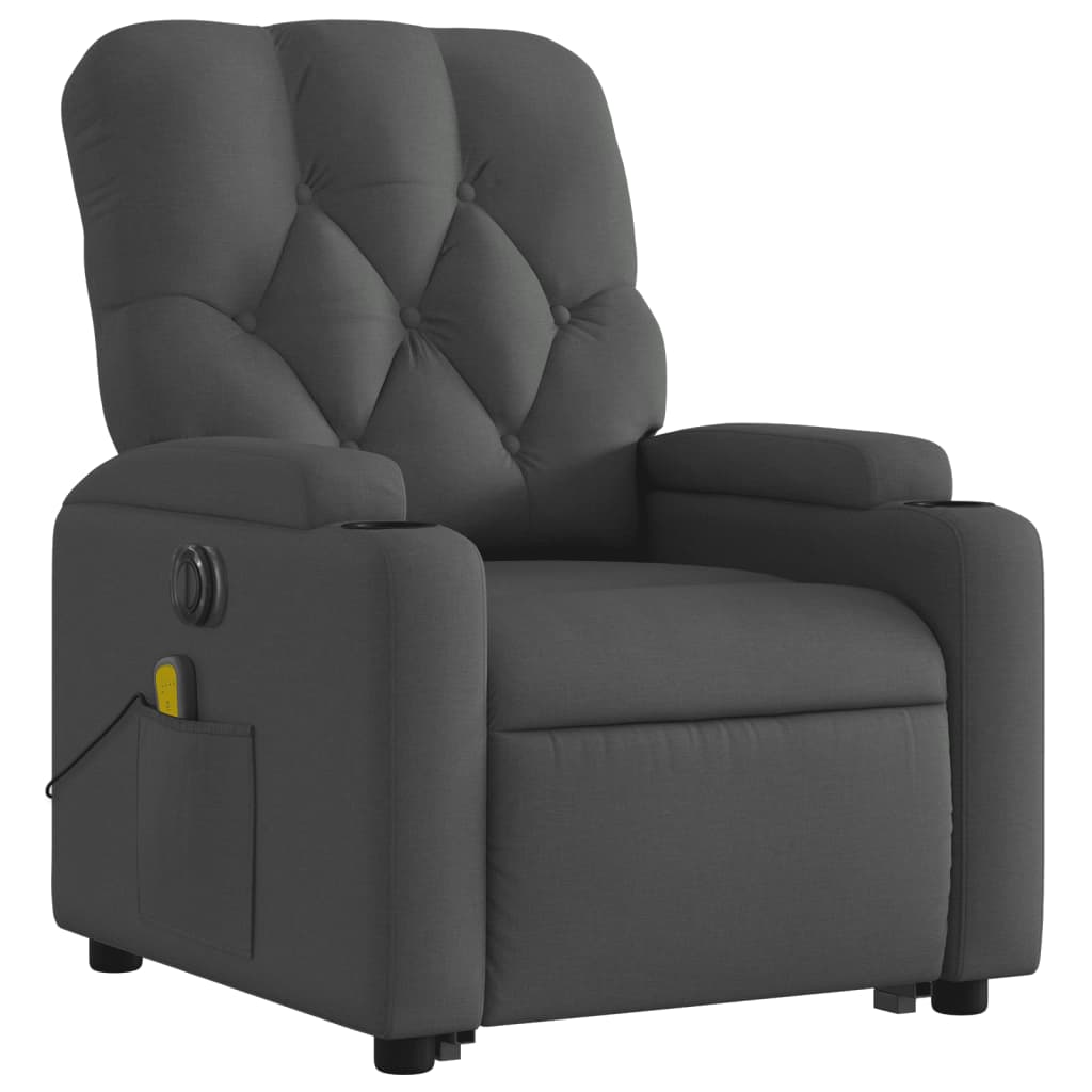 Electric Stand up Massage Recliner Chair Dark Grey Fabric