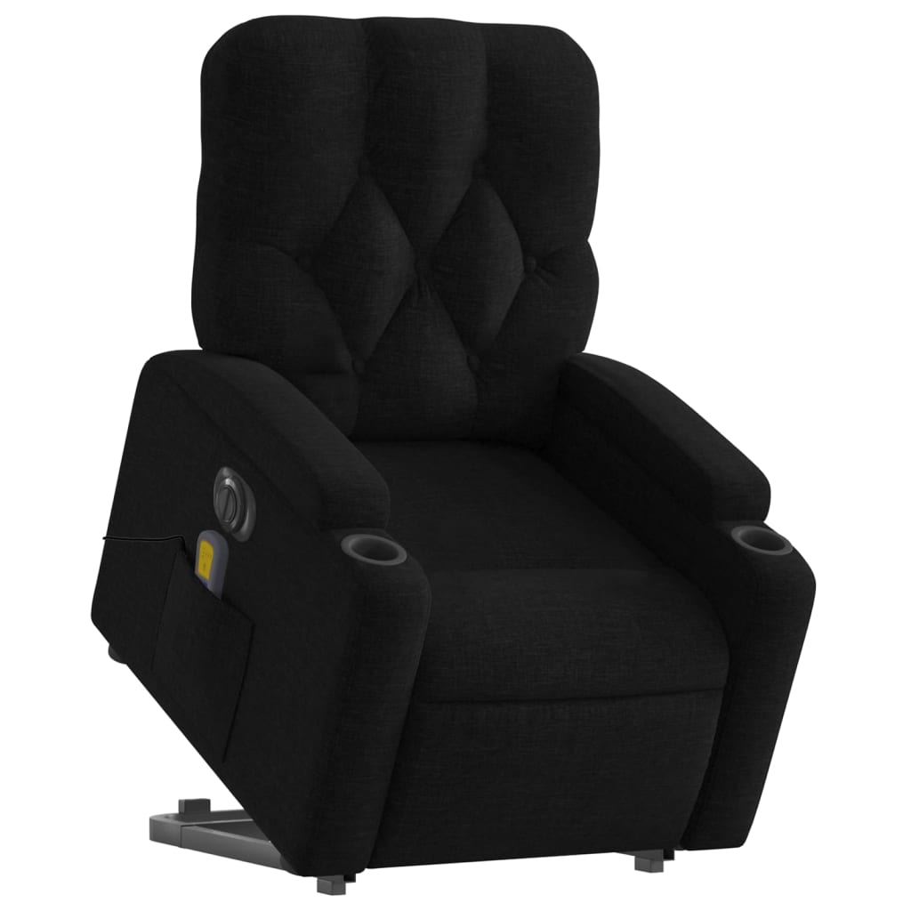 Electric Stand up Massage Recliner Chair Black Fabric
