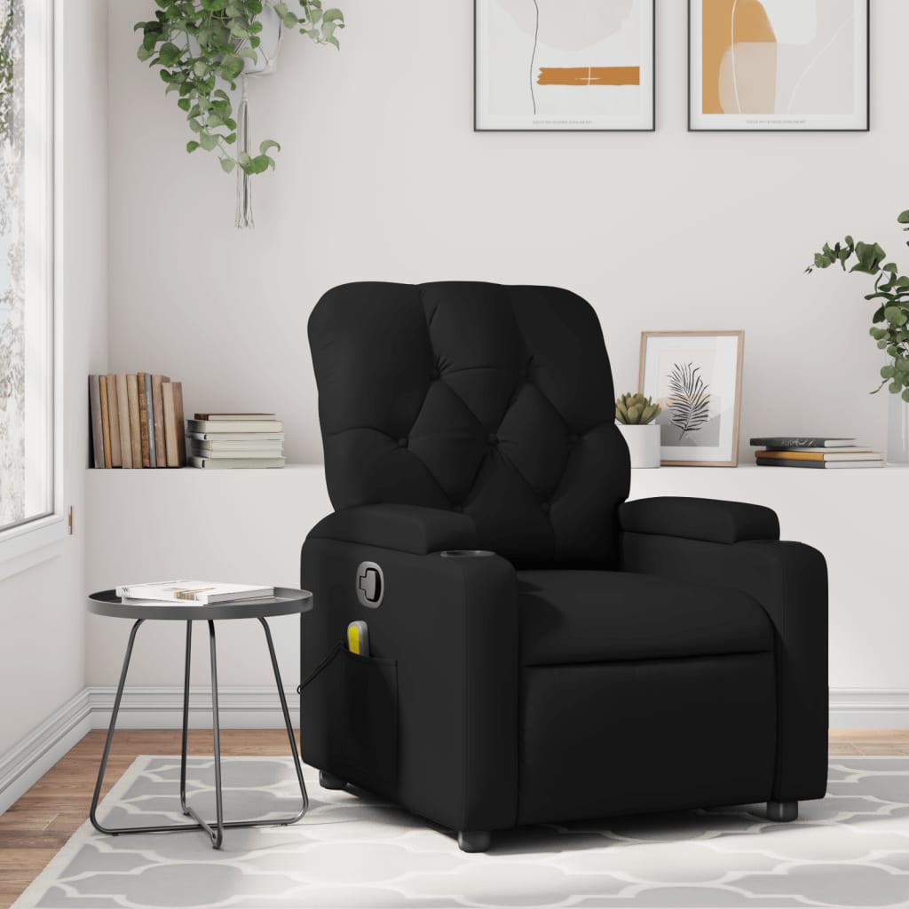 Massage Recliner Chair Black Faux Leather