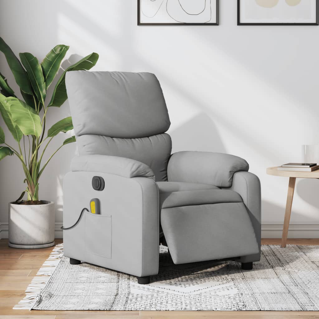 Electric Massage Recliner Chair Light Grey Fabric