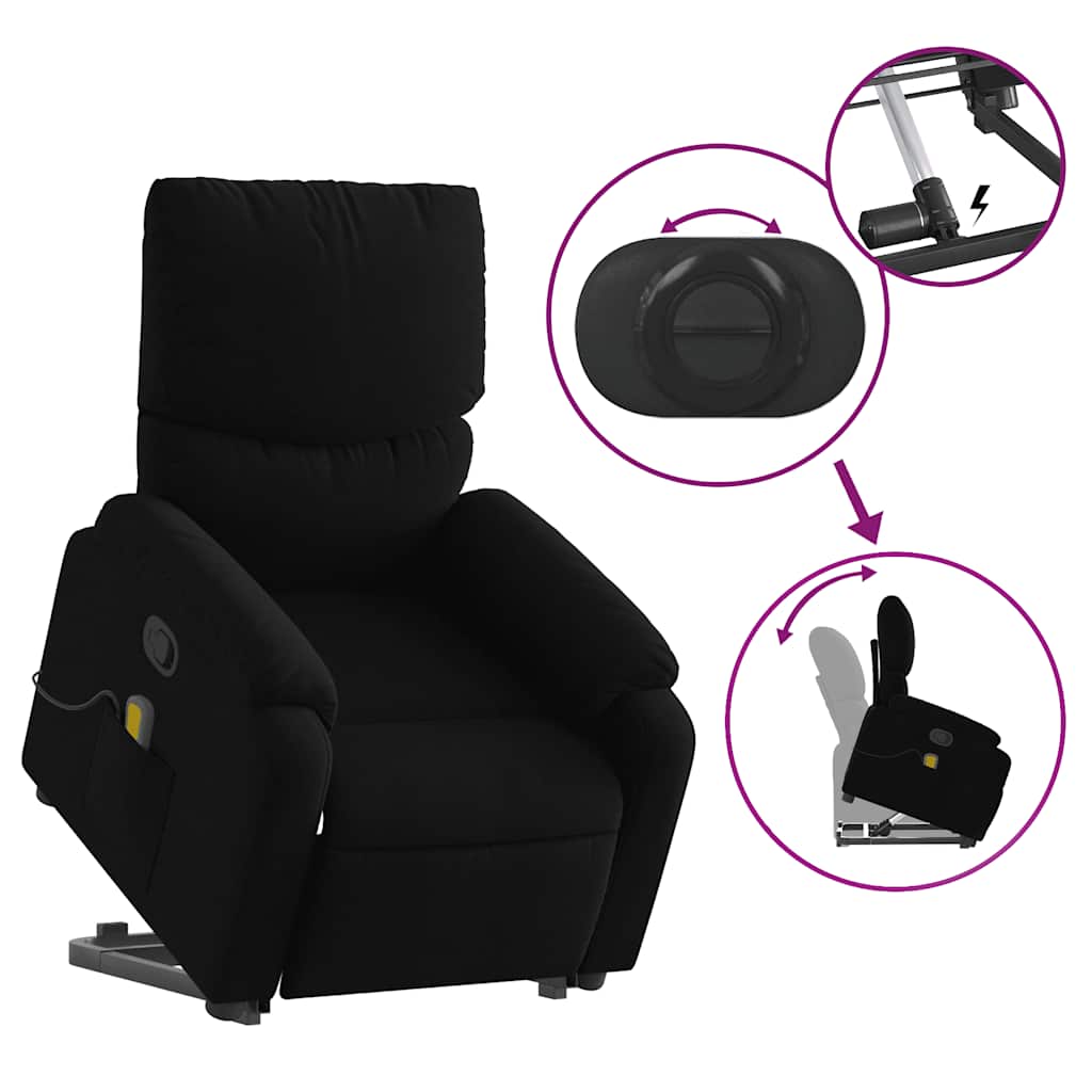 Stand up Massage Recliner Chair Black Fabric