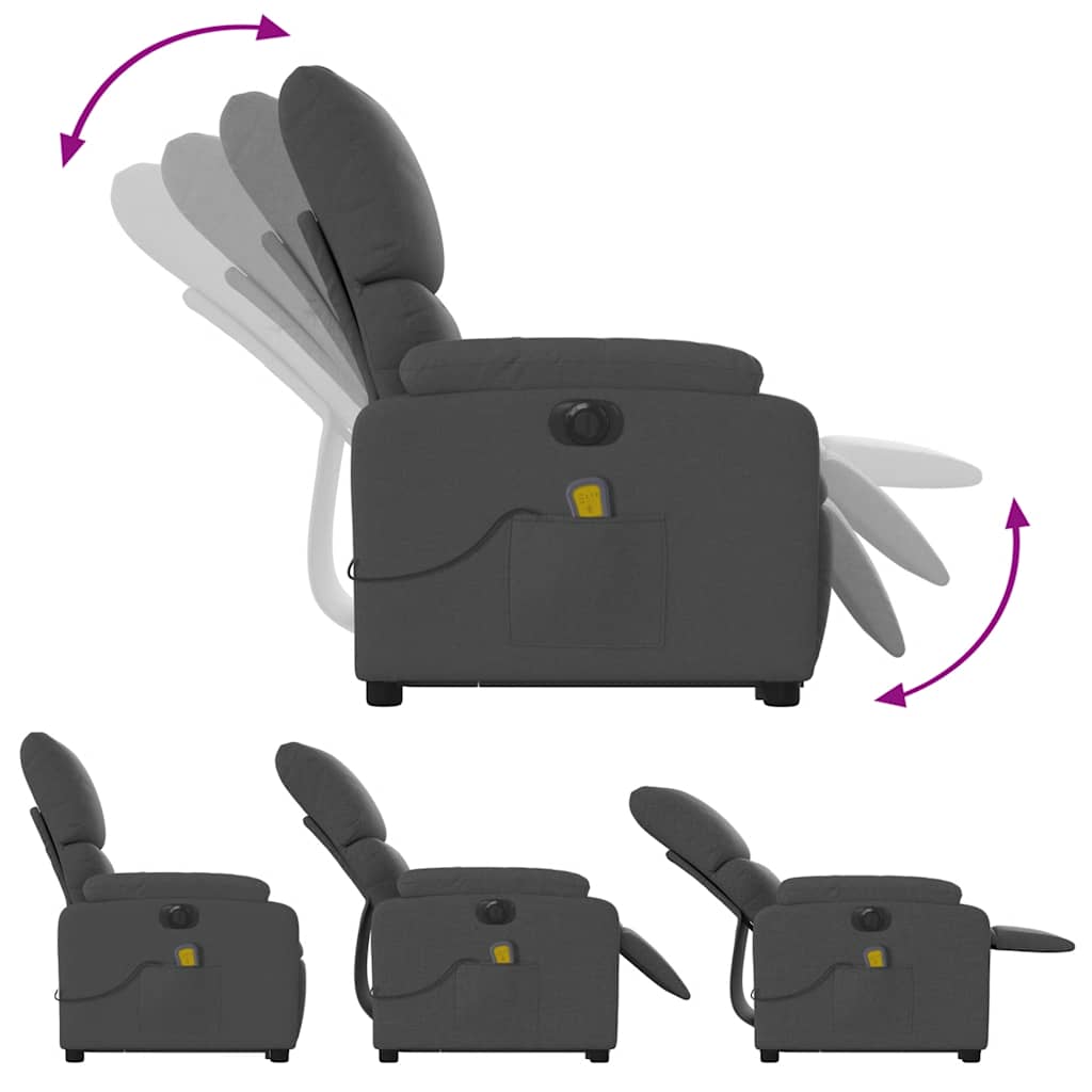 Electric Stand up Massage Recliner Chair Dark Grey Fabric