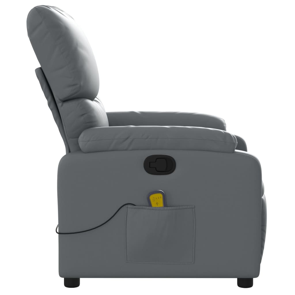 Massage Recliner Chair Grey Faux Leather