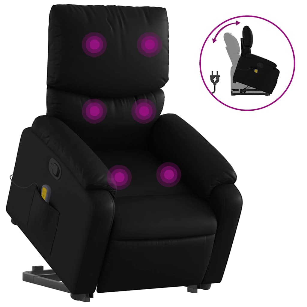 Stand up Massage Recliner Chair Black Faux Leather