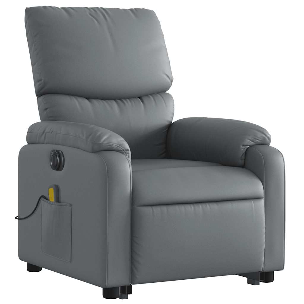 Electric Stand up Massage Recliner Chair Grey Faux Leather
