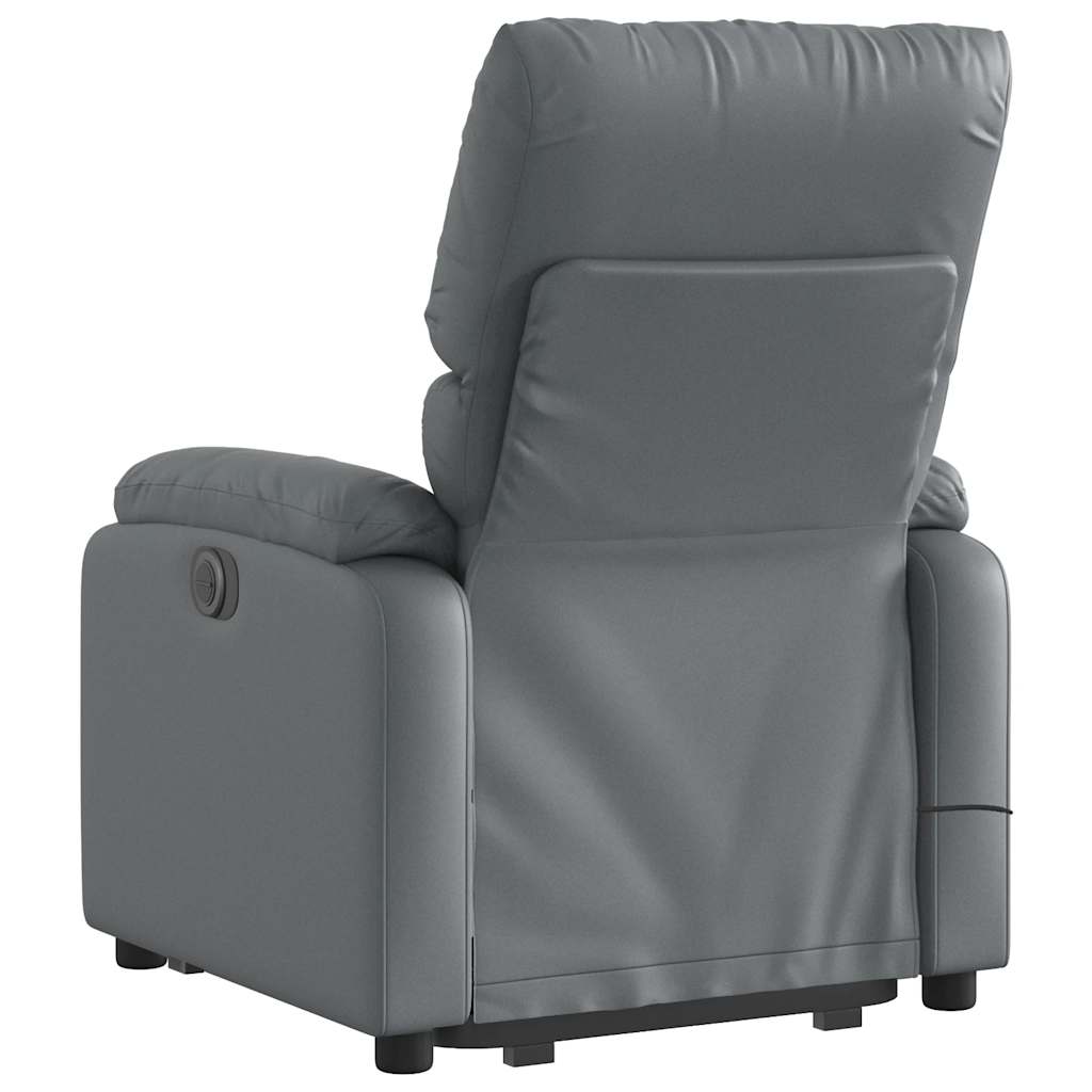 Electric Stand up Massage Recliner Chair Grey Faux Leather