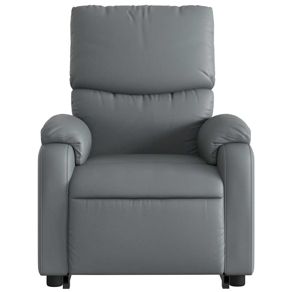 Electric Stand up Massage Recliner Chair Grey Faux Leather