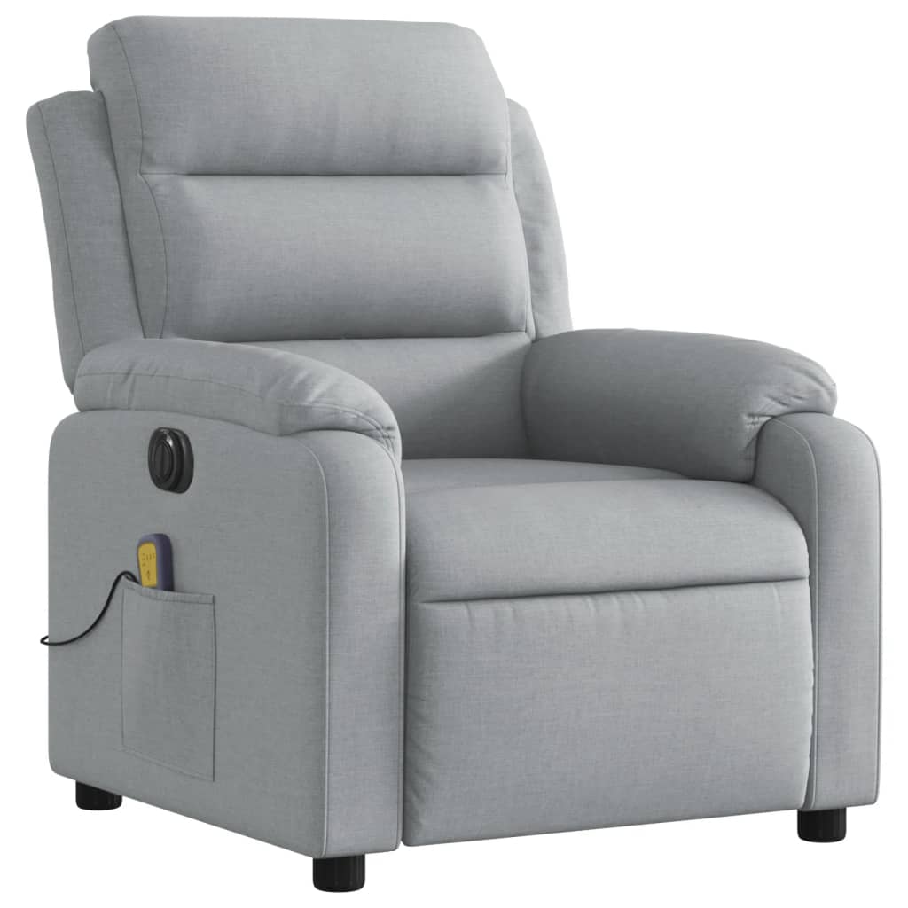 Electric Massage Recliner Chair Light Grey Fabric